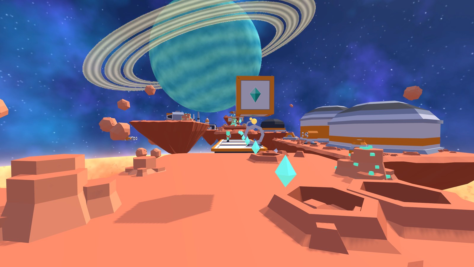 The launch island on the red planet, crystals along the path